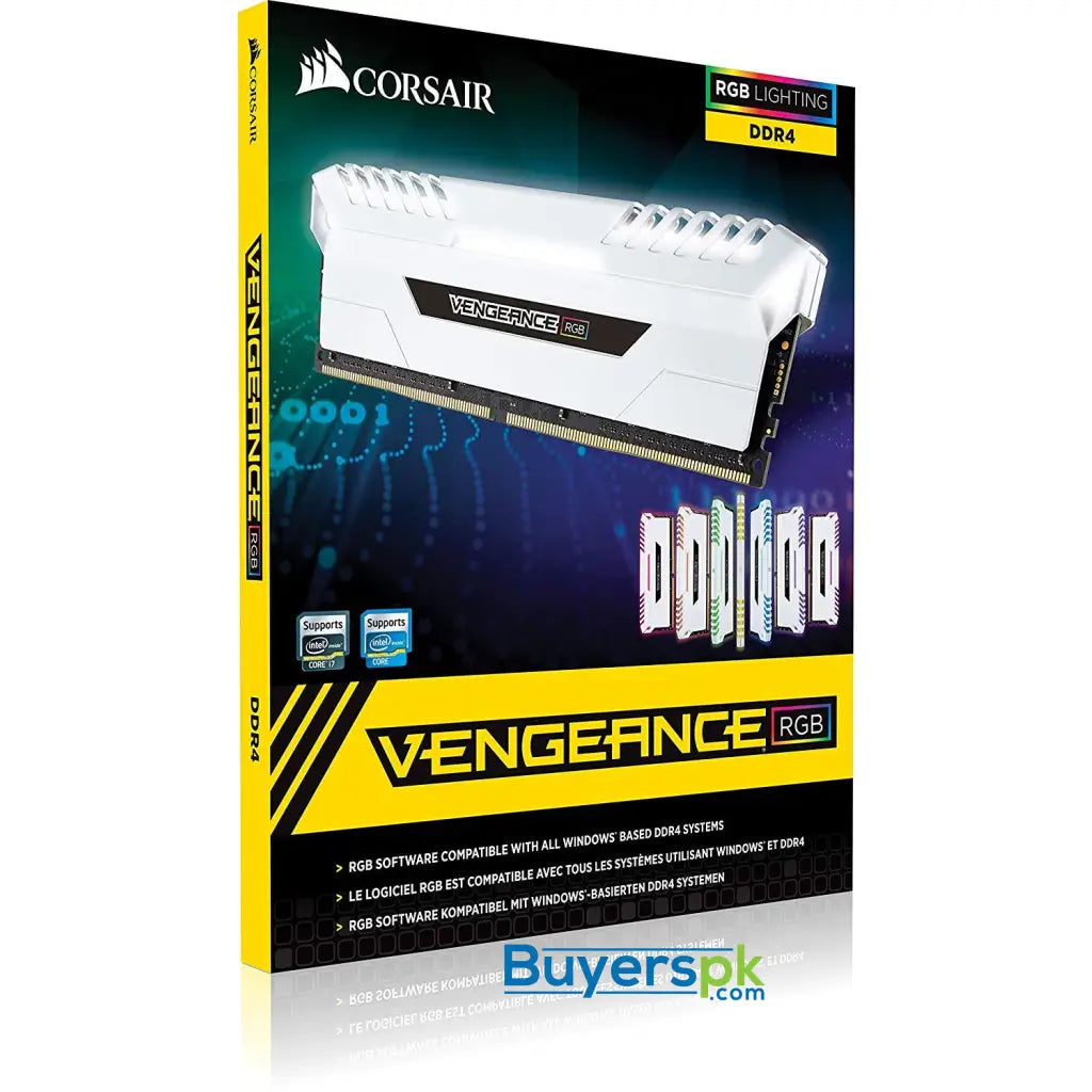 Corsair Vengeance RGB 16 GB (2 x 8 GB) DDR4 3000 MHz C15 XMP 2.0 Enthusiast RGB LED Illuminated Memory Kit - White - RAM Corsair Vengeance RGB 16 GB (2 x 8 GB) DDR4 3000 MHz C15 XMP 2.0 Enthusiast RGB LED Illuminated Memory Kit - White - RAM